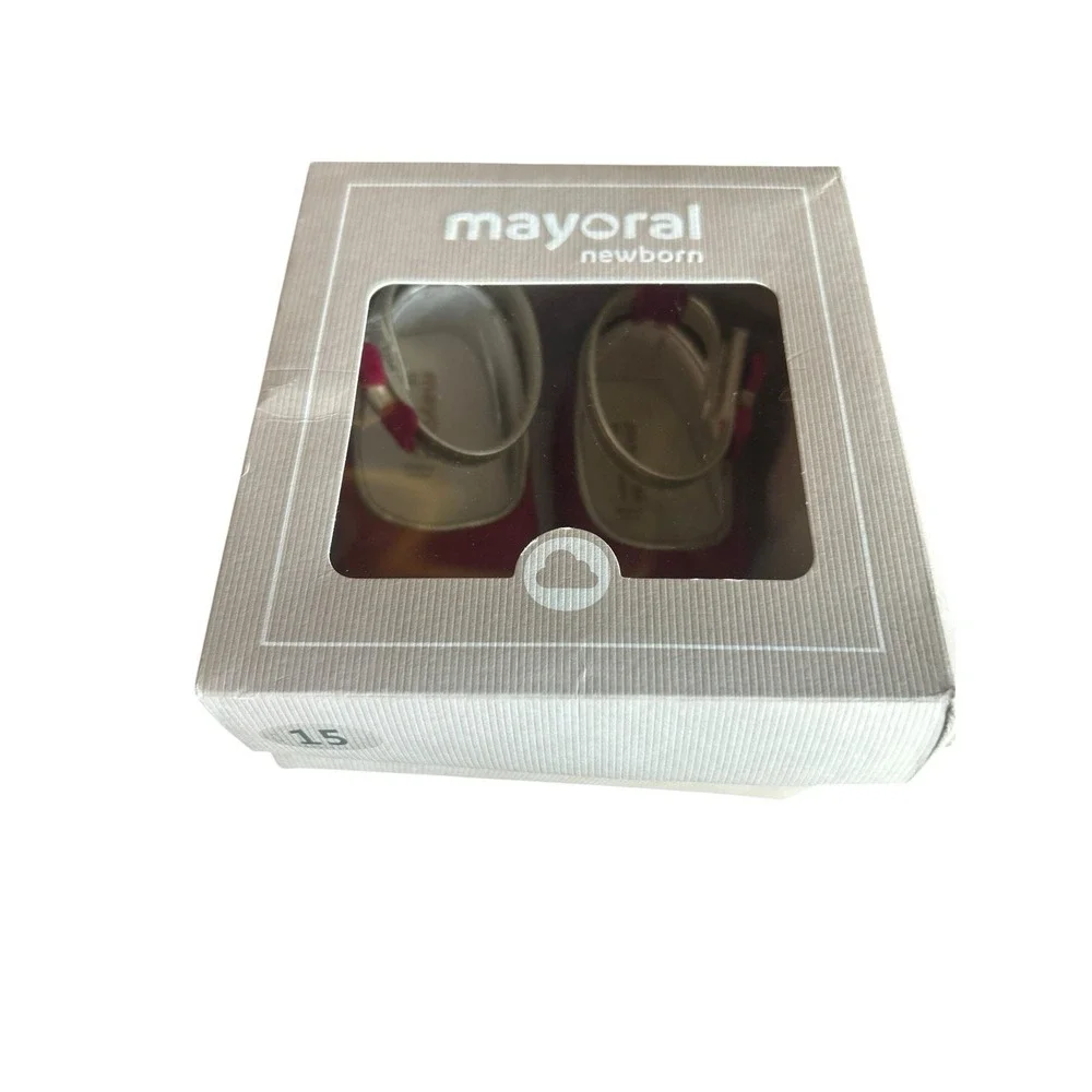 Mayoral Baby Girl Dress Shoes Red With Bows Mary Jane's Crib Shoes New